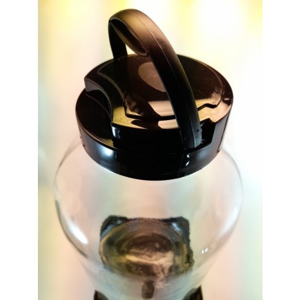 5 literes Csapos italadagoló üveg tartóval fekete színben