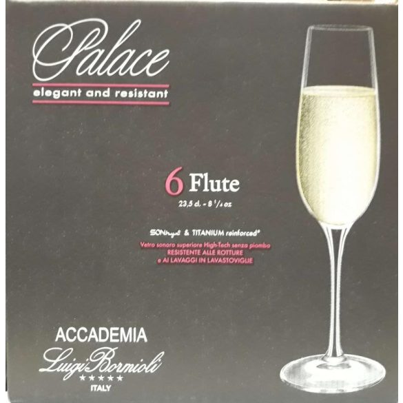 Luigi Bormioli Palace Flute kristály talpas pezsgős pohár készlet 6 x 23,5 cl