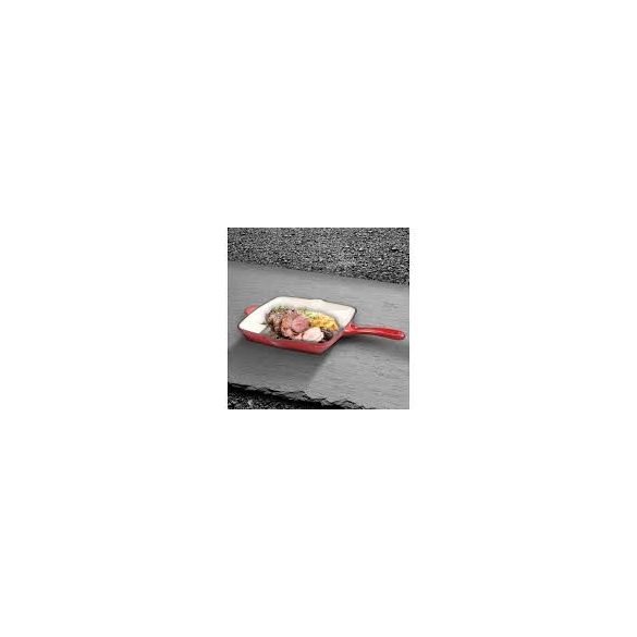 Berlinger Haus Strong Mold Seria öntöttvas grill serpenyő zománcozott bevonattal, piros/fehér 26*26*4,5 cm