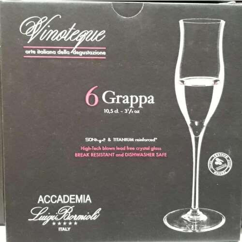 Luigi Bormioli Olasz kristály Vinoteque Grappa pohár készlet 6*10,5 cl Ingyenes szállítással
