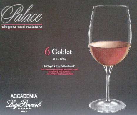 Luigi Bormioli PALACE Goblet kristály talpas pohár készlet 6 x 48 cl Ingyenes szállítással