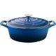 La Cuisine kék színű 4,75 literes ovális zománcozott öntöttvas sütőtál fedővel 29*23*11 cm Ingyenes szállítással