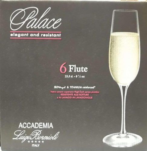 Luigi Bormioli Palace Flute kristály talpas pezsgős pohár készlet 6 x 23,5 cl Ingyenes szállítással
