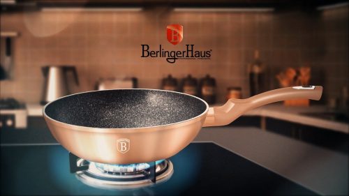 Berlinger Haus Metallic Rosegold Line wok márvány bevonattal, metál külső bevonattal, 28 cm Ingyenes szállítással